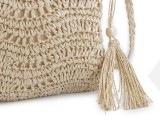                                     Horgolt raffia táska cipzár zárral Női táska, pénztárca, öv