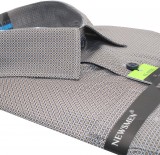             NM h.u slim fit elasztikus ing - Barna aprómintás Hosszúujjú ing