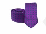    Prémium slim nyakkendő - Lila kockás