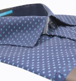             NM h.u slim elasztikus ing - Sötétkék mintás Slim, Smart fazon