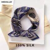   Unisex exklúzív selyem sál - Kék mintás