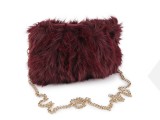                                      Szörme táska fém lánccal - 24x19 cm Női táska, pénztárca, öv