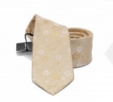 NM slim szövött nyakkendő - Halványsárga virágos