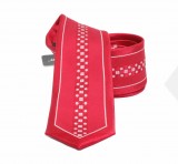                    NM slim szövött nyakkendő - Piros-fehér csíkos