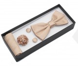  Díszdobozos csokornyakkendő szett 4 részes - Drapp aprómintás