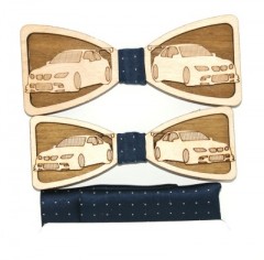    Fa apa-fia csokornyakkendő szett - Autó mintás Csokornyakkendő