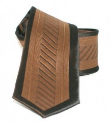 Goldenland slim nyakkendő - Barna-fekete mintás Csíkos nyakkendő