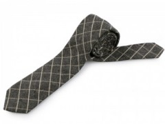                          Gyapjú slim nyakkendő - Szürke kockás 