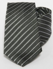 Prémium selyem nyakkendő - Khaky-fehér csíkos Csíkos nyakkendő
