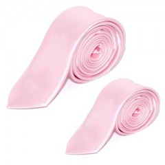 Szatén apa-fia nyakkendő szett - Rózsaszín 