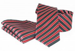 Goldenland nyakkendő szett - Fekete-piros csíkos Szettek