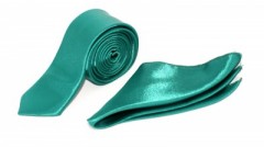 Szatén slim szett - Türkízzöld Egyszínű nyakkendő