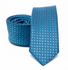    Prémium slim nyakkendő - Türkíz aprómintás 