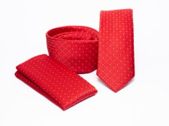    Prémium slim nyakkendő szett - Piros pöttyös Szettek