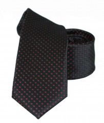               Goldenland slim nyakkendő - Piros-fekete pöttyös Aprómintás nyakkendő