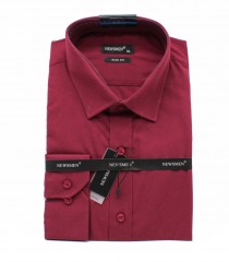             Newsmen h.u slim ing - Bordó Hosszúujjú ing