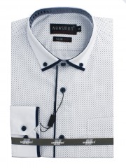       Newsmen 100% pamut h.u slim ing - Fehér pöttyös Mintás ing