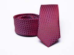    Prémium slim nyakkendő - Meggybordó mintás 
