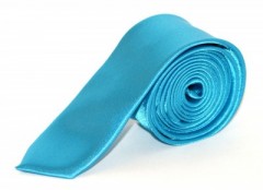 Szatén slim nyakkendő - Tűrkízkék Egyszínű nyakkendő