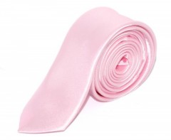 Szatén slim nyakkendő - Rózsaszín Egyszínű nyakkendő