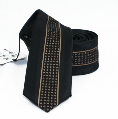                  NM slim nyakkendő - Fekete-barna pöttyös Aprómintás nyakkendő