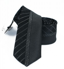                  NM slim nyakkendő - Fekete-ezüst mintás 