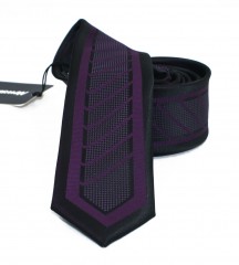                  NM slim nyakkendő - Fekete-lila csíkos 