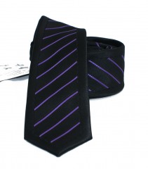                  NM slim nyakkendő - Fekete-lila csíkos 