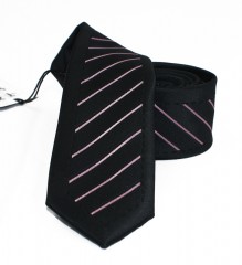                  NM slim nyakkendő - Fekete-rózsaszín csíkos 