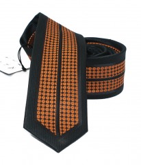                  NM slim nyakkendő - Fekete-narancs pöttyös Mintás nyakkendők