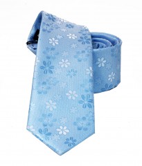                    NM slim szövött nyakkendő - Világoskék virágos Mintás nyakkendők