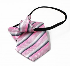      NM Állítható gyereknyakkendő - Rózsaszín-szürke kockás Gyerek nyakkendők