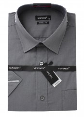             Newsmen r.u normál fit ing - Sötétszürke Rövidujjú ing