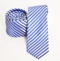    Prémium slim nyakkendő - Kék-ezüst csíkos Csíkos nyakkendő