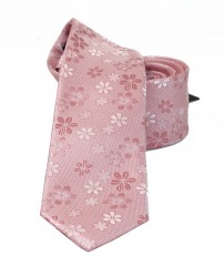                    NM slim szövött nyakkendő - Púderrózsaszín virágos Mintás nyakkendők