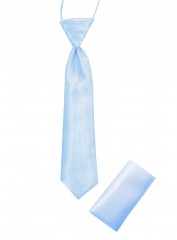   Gumis szatén gyereknyakkendő szett - Világoskék Szettek,zsebkendők