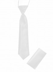   Gumis szatén gyereknyakkendő szett - Fehér Szettek,zsebkendők