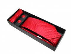                       Marquis slim nyakkendő szett - Piros aprómintás Aprómintás nyakkendő