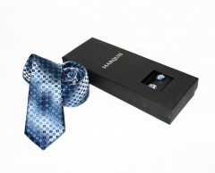                        Marquis slim nyakkendő szett - Kék mintás 