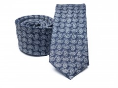 Prémium slim nyakkendő - Kék paisley mintás 