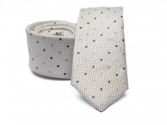 Prémium slim nyakkendő - Ecru-barna pöttyös Aprómintás nyakkendő