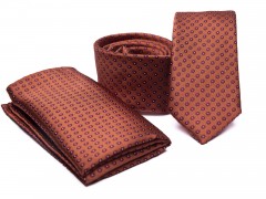    Prémium slim nyakkendő szett - Rozsdabarna mintás Szettek