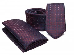    Prémium slim nyakkendő szett - Bordó mintás 