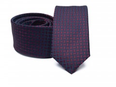   Prémium slim nyakkendő - Sötétkék-piros mintás 