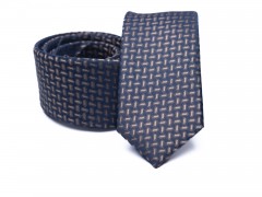    Prémium slim nyakkendő - Sötétkék-bézs mintás Aprómintás nyakkendő