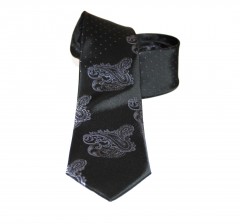              Goldenland slim nyakkendő - Fekete paesley mintás 