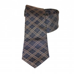               Goldenland slim nyakkendő - Barna-sötétkék kockás Kockás nyakkendők