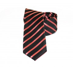               Goldenland slim nyakkendő - Lazac-fekete csíkos Csíkos nyakkendő