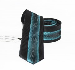                    NM slim szövött nyakkendő - Fekete-türkízzöld 