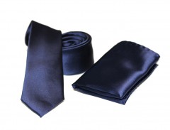        NM Slim szatén szett - Sötétkék Egyszínű nyakkendő